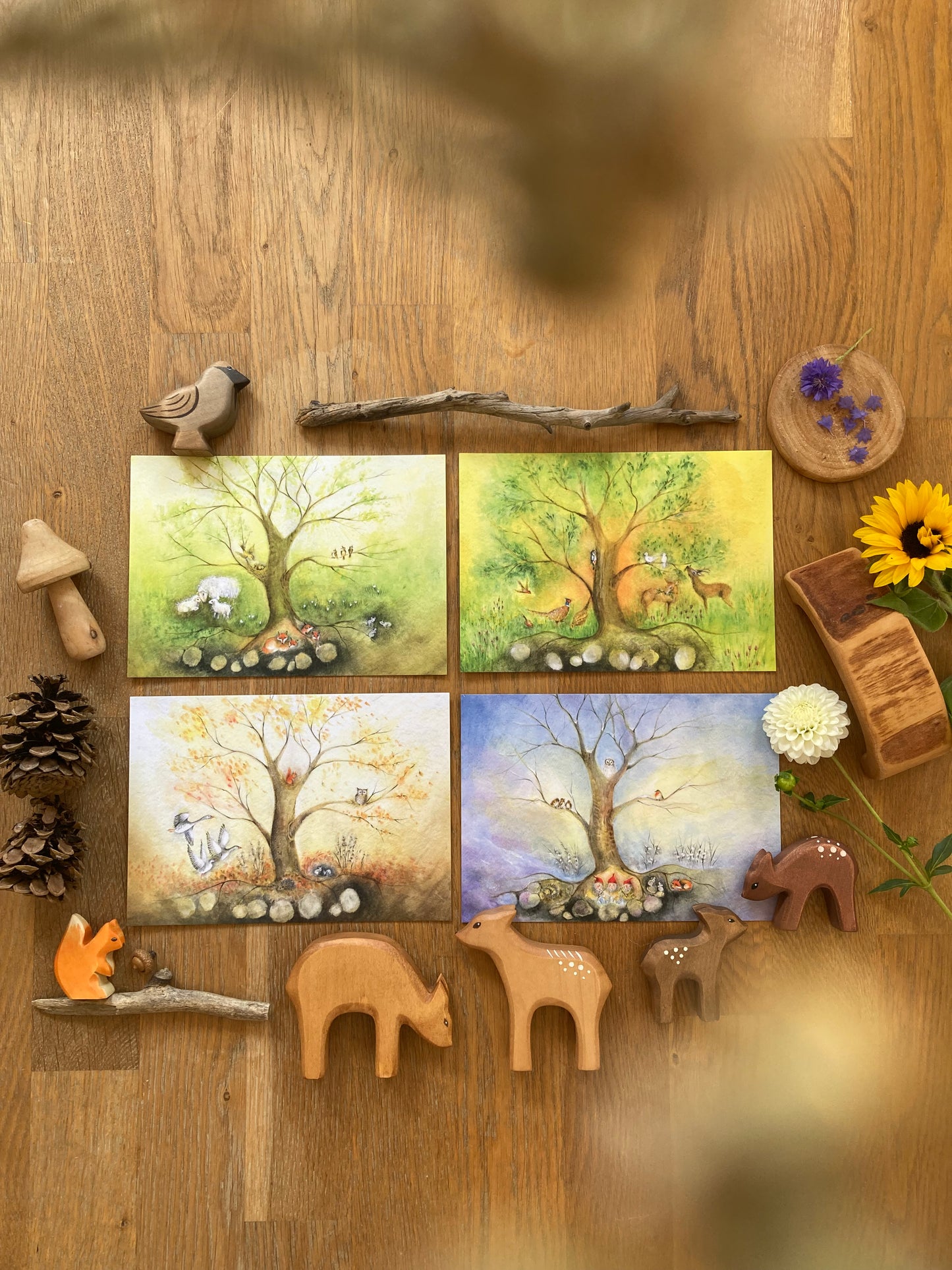 Kunstkarten Set "Jahreszeiten" (4 Bögen A4)