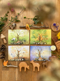 Kunstdruck-Set Jahreszeiten von Ode Desjardins, ein Baum in Frühling, Sommer, Herbst und Winter, Foto
