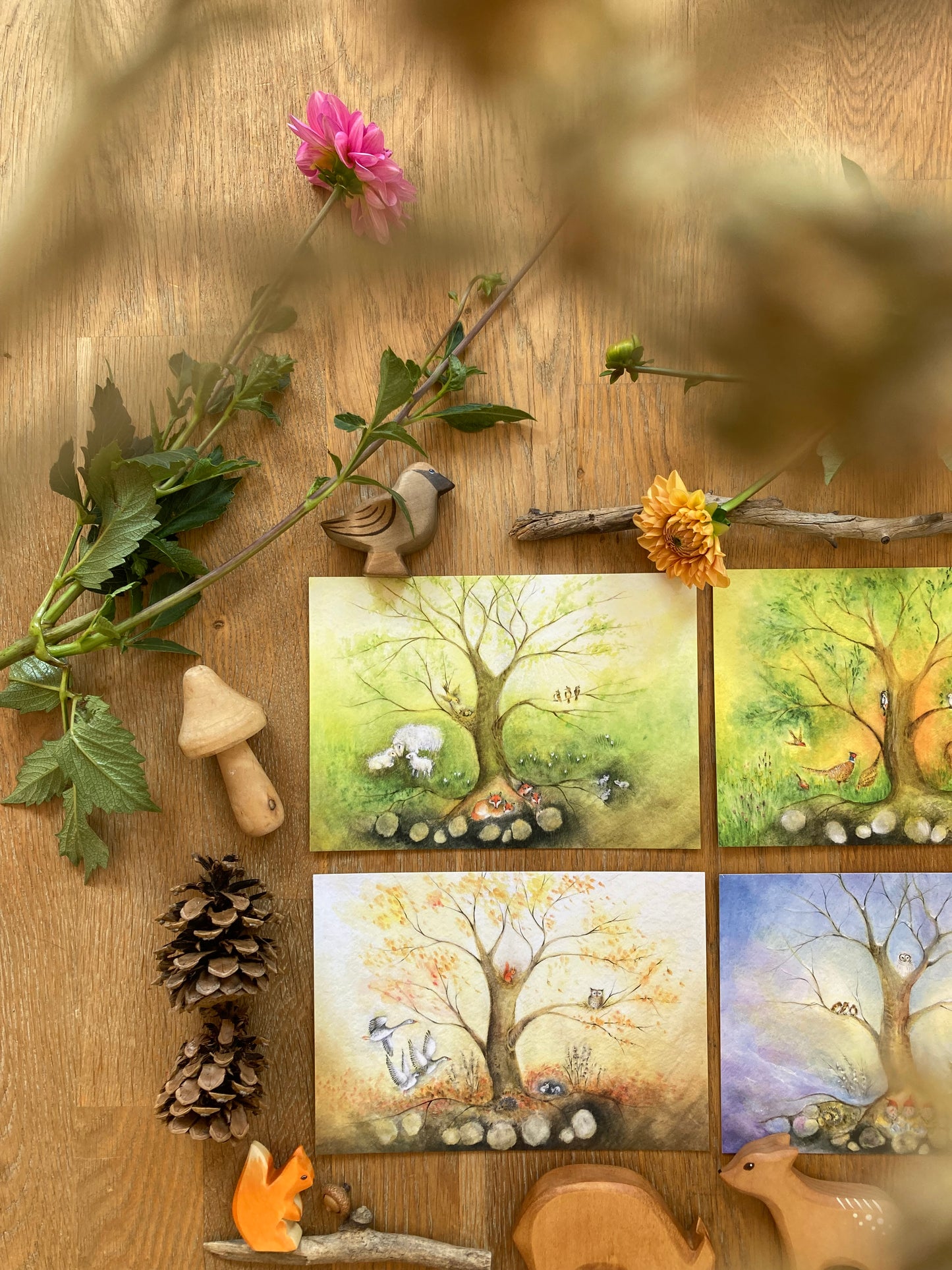 Kunstkarten Set "Jahreszeiten" (4 Bögen A4)
