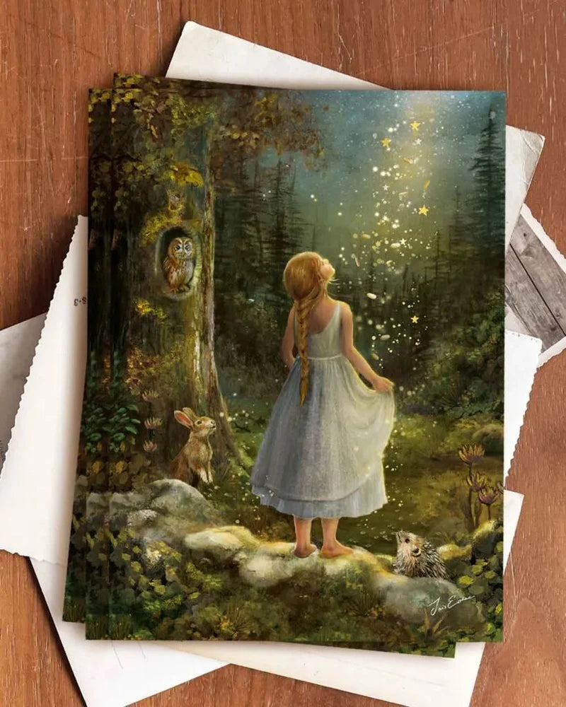 Postkarte Die Sterntaler von Iris Esther A6, mit Briefumschlägen, Stimmungsbild