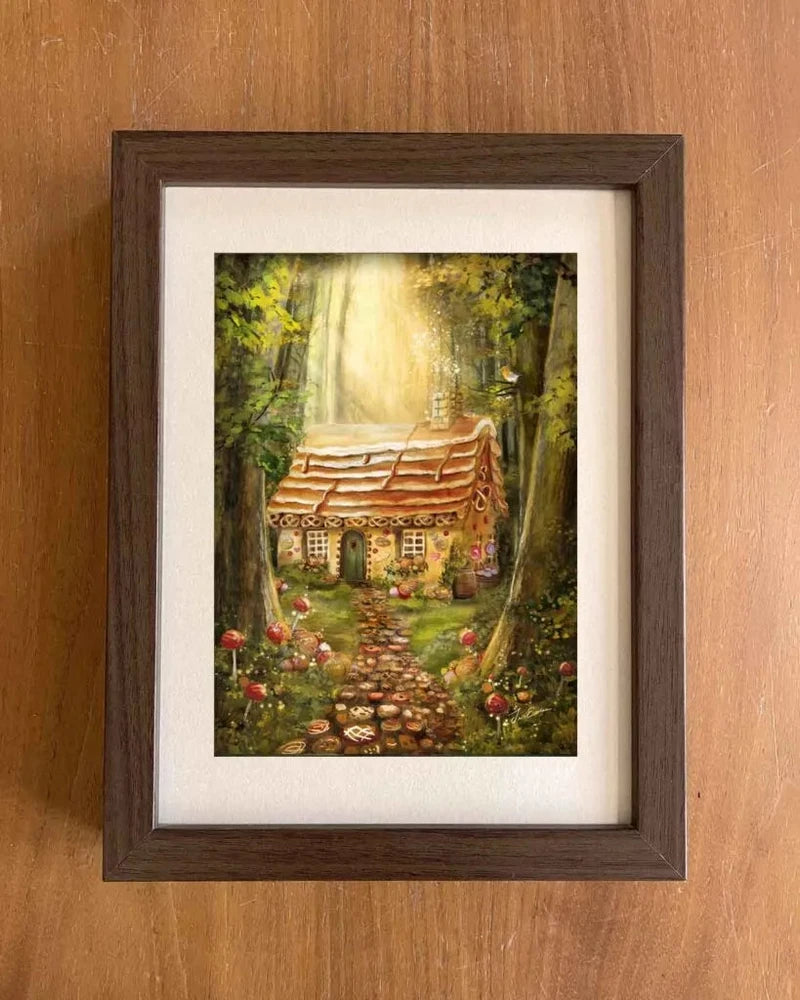 Postkarte Hänsel und Gretel von Iris Esther A6, im Bilderrahmen, Stimmungsbild