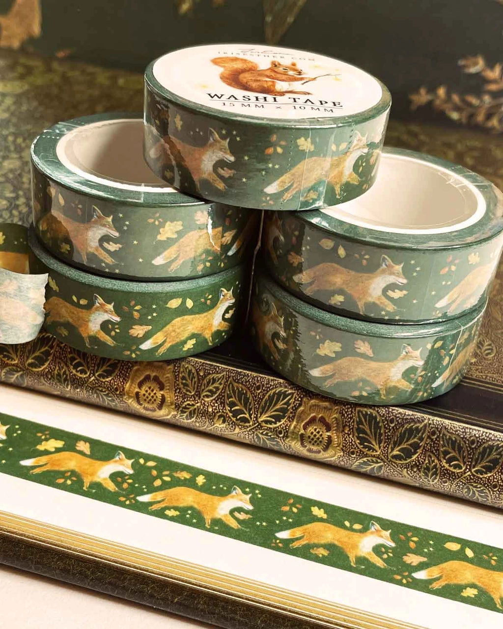 Washi Tape Fuchs von Iris Esther auf Papier und Briefumschlägen, Foto