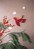 Wandschmuck Soulbird Tuulikki Rot-Natur von KaisuMari