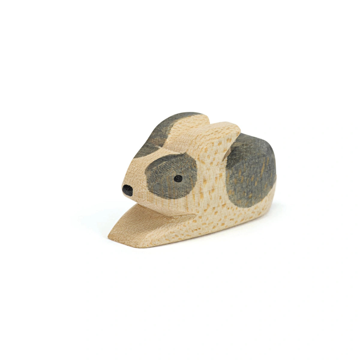 Ostheimer Kaninchen klein, liegende schwarz-weiße Holzfigur