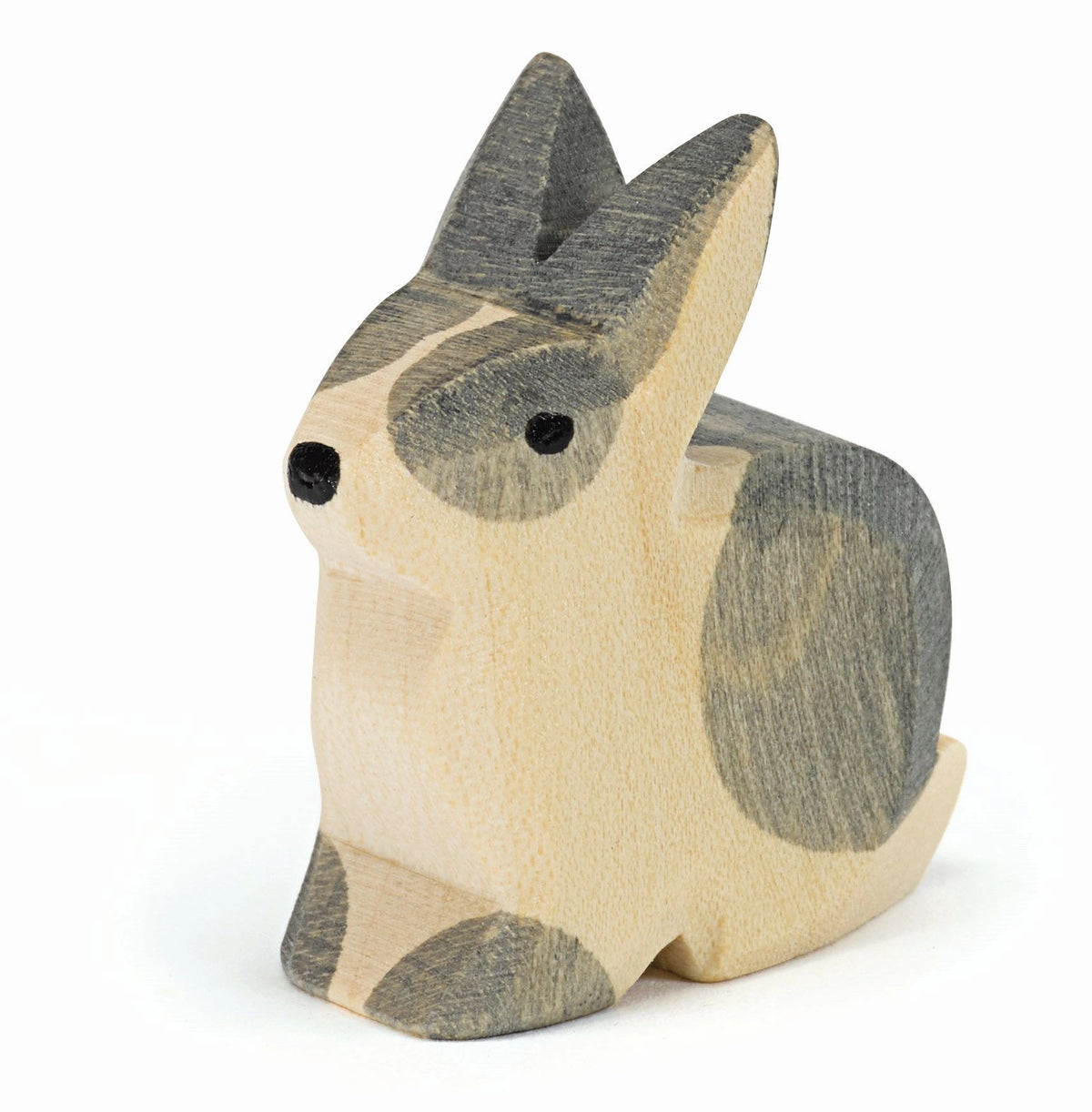 Ostheimer Kaninchen sitzend, schwarz-weiße Holzfigur