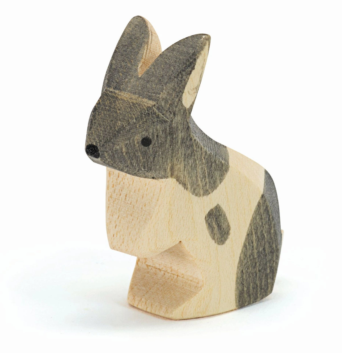 Ostheimer Kaninchen stehend, schwarz-weiße Holzfigur