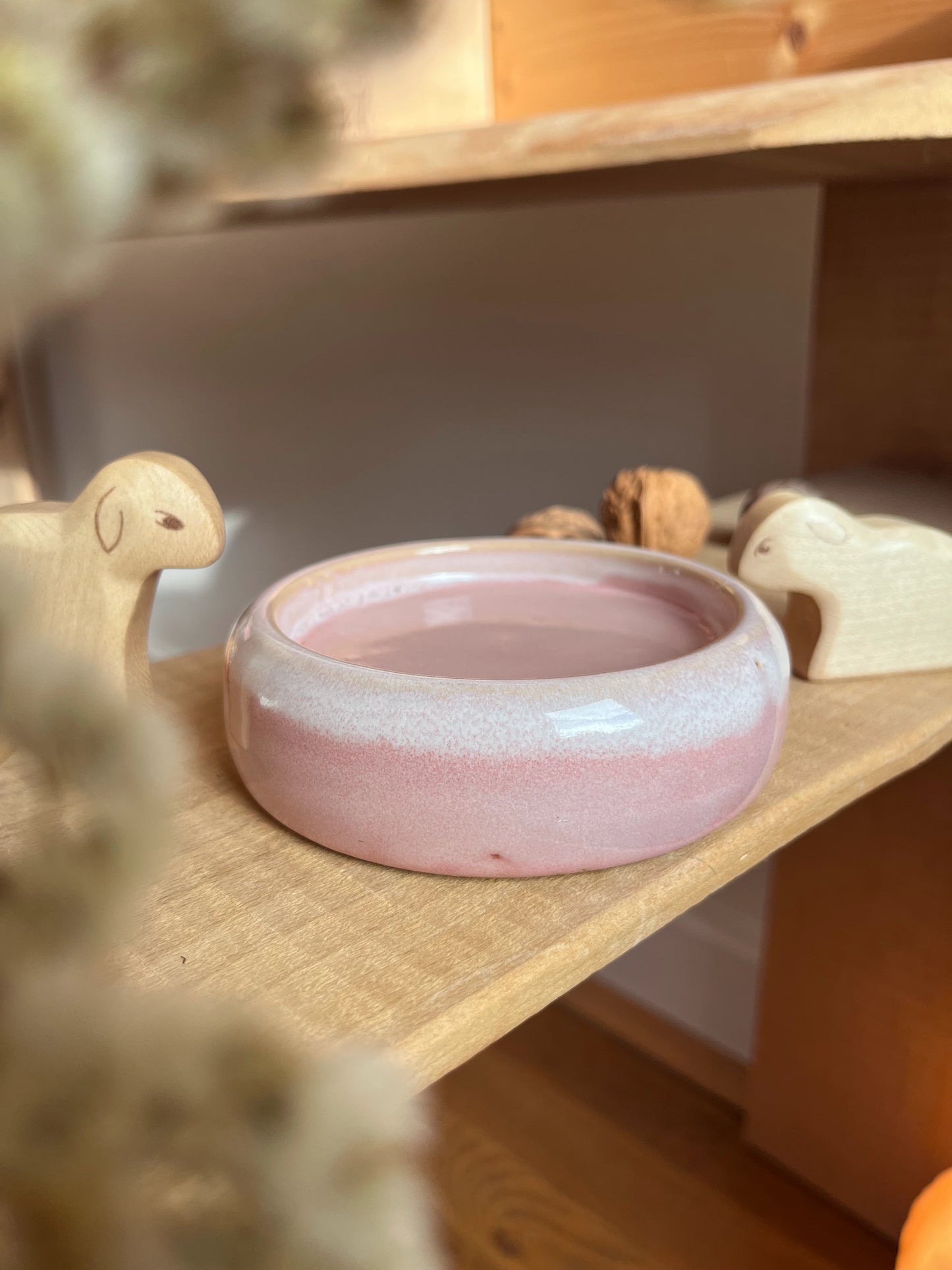 Kerzenteller groß, rosa