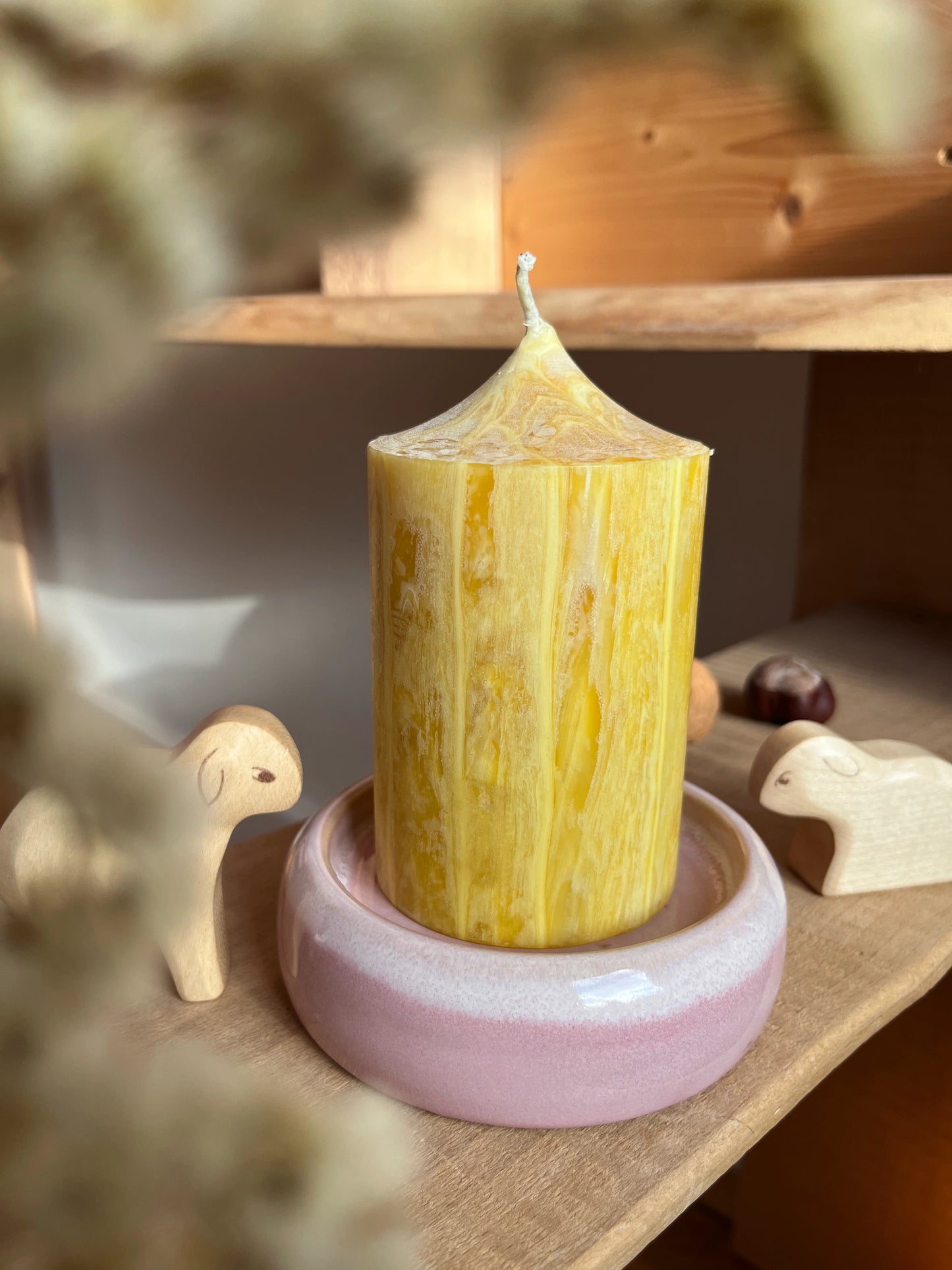 Kerzenteller groß, rosa