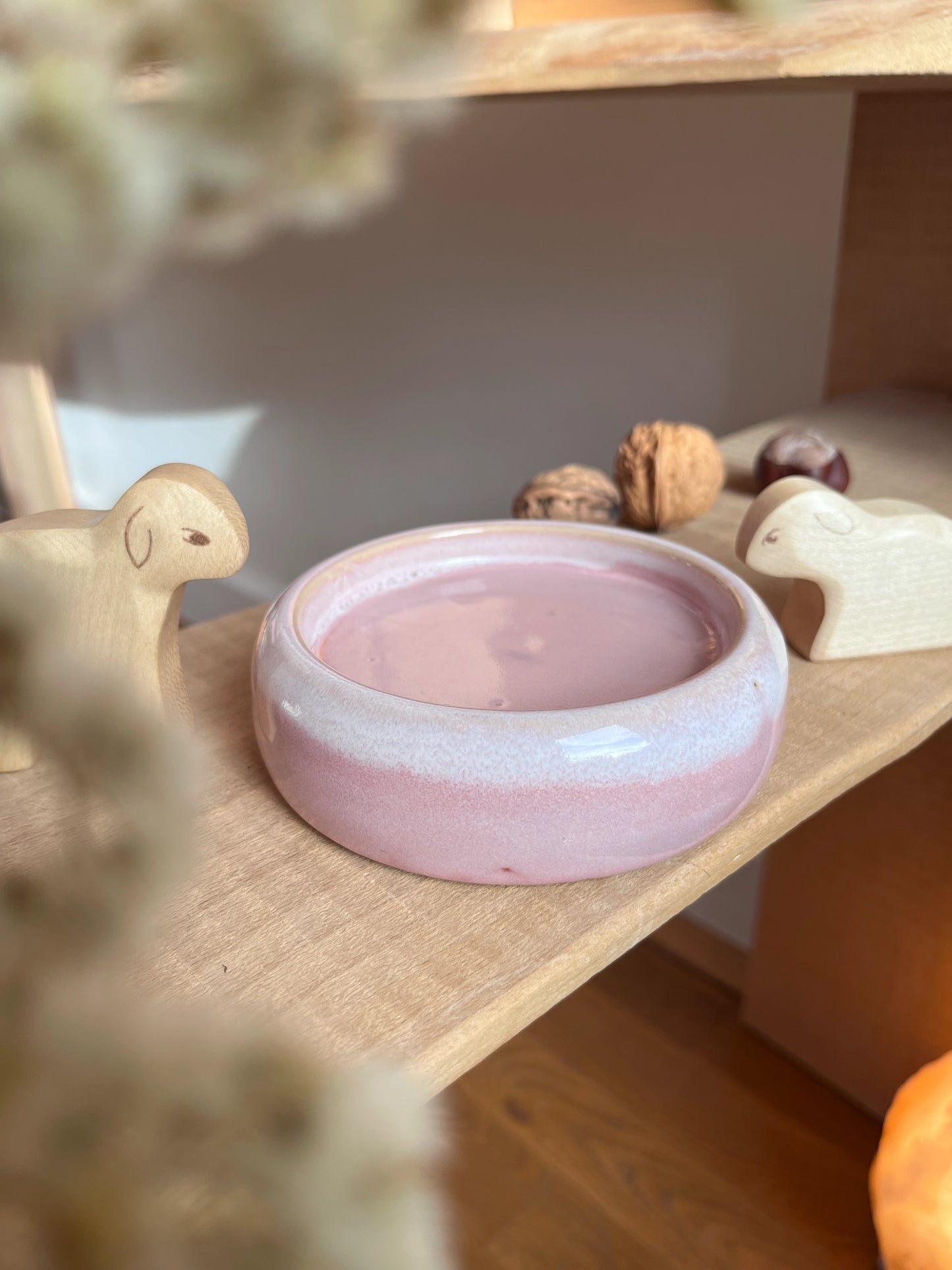 Kerzenteller groß, rosa