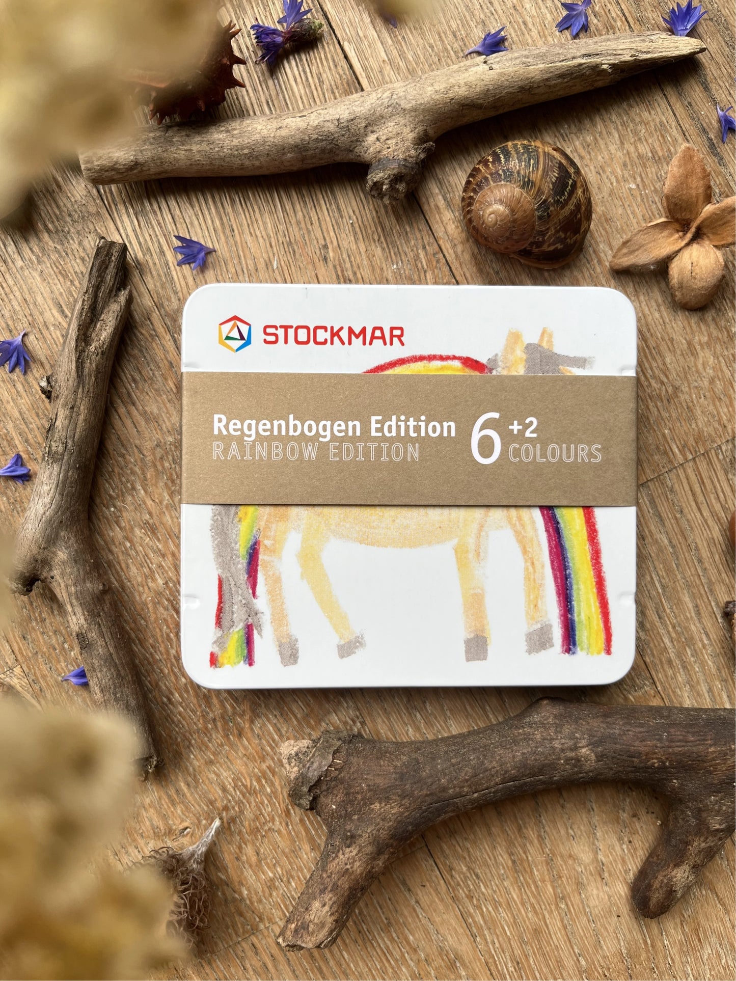 Stockmar Wachsmalstifte "Regenbogen" 6er Set +2 Blöcke