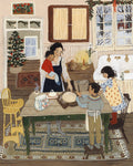 Karte Weihnachten zu Hause von Loré Pemberton: Familie mit Kindern am Weihnachtsbaum