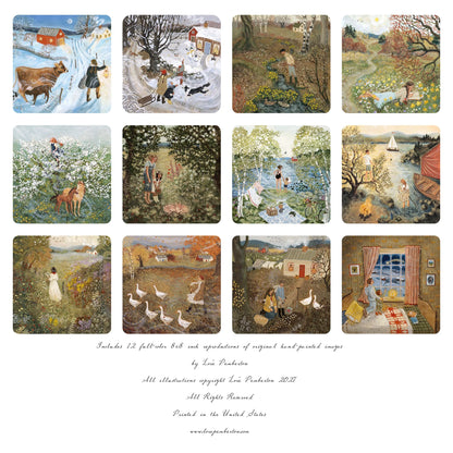 Rückseite des Loré Pemberton Mini Kalenders 2027 Year of Whimsy mit allen zwölf Monatsbildern