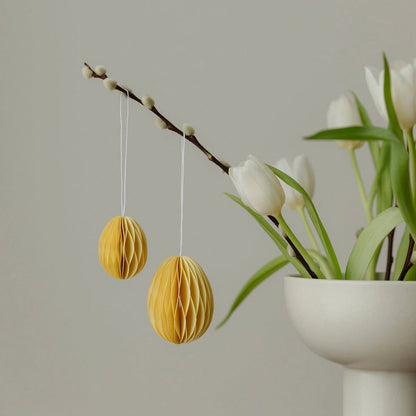 Osterdekoration Osterei aus Papier - gelb
