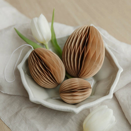 Osterdekoration Osterei aus Papier - hellbraun