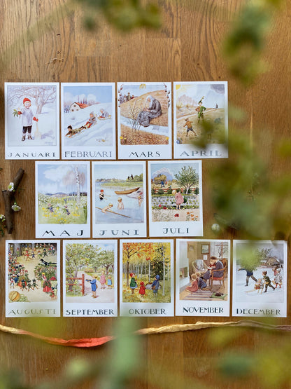 Monatskarten - Set von Elsa Beskow