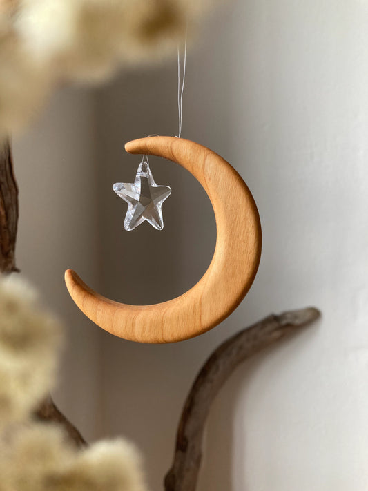 Fensterschmuck -  Mond mit Kristallstern