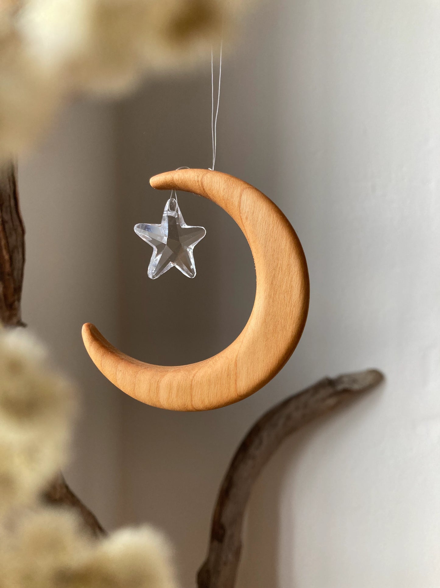 Fensterschmuck -  Mond mit Kristallstern