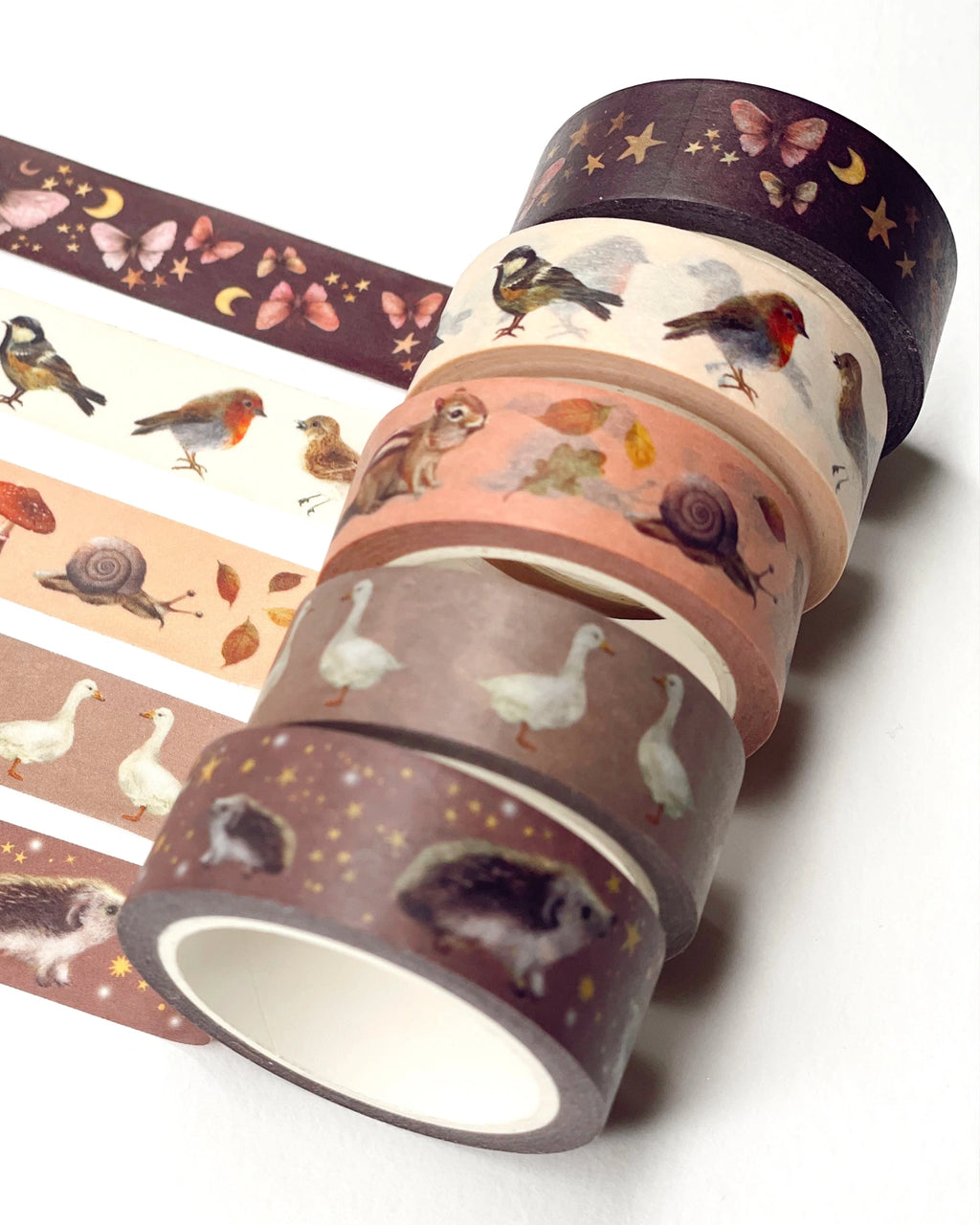 Washi Tape Mondscheinmotten von Iris Esther gestapelt mit weiteren Washi Tapes von Iris Esther, Foto