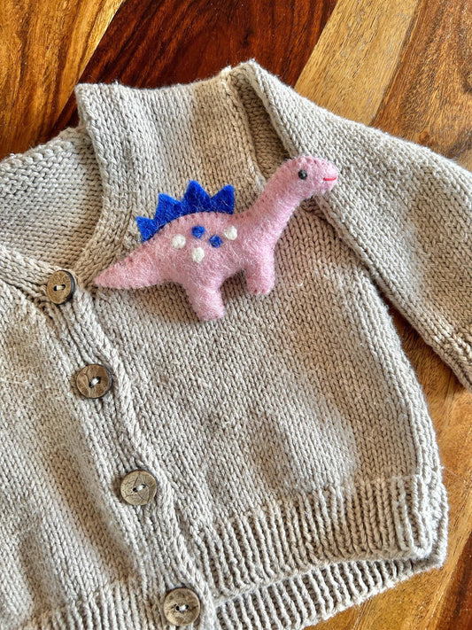Filzanstecker - Dinosaurier Brachiosaurus rosa