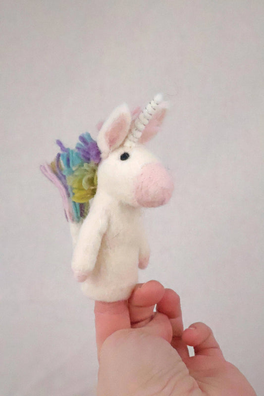 Filz-Fingerpuppe - Einhorn Pastell