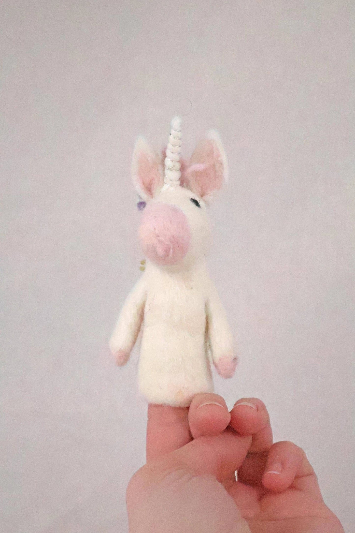 Filz-Fingerpuppe - Einhorn Pastell