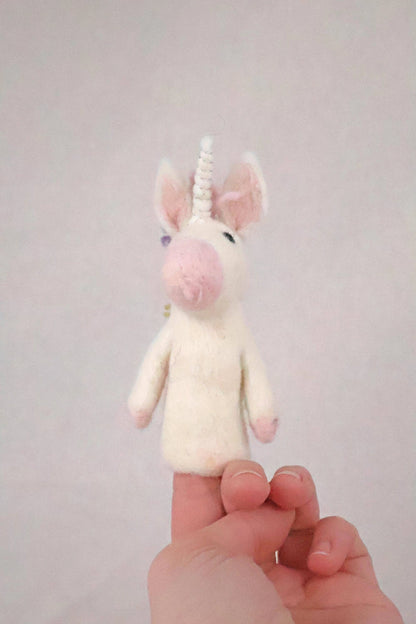 Filz-Fingerpuppe - Einhorn Pastell