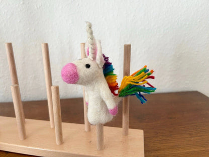 Filz-Fingerpuppe - Einhorn - Regenbogen