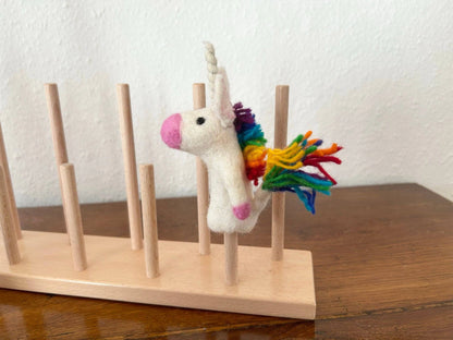 Filz-Fingerpuppe - Einhorn - Regenbogen