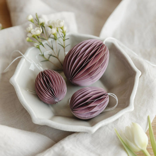 Osterdekoration Osterei aus Papier - altrosa - groß