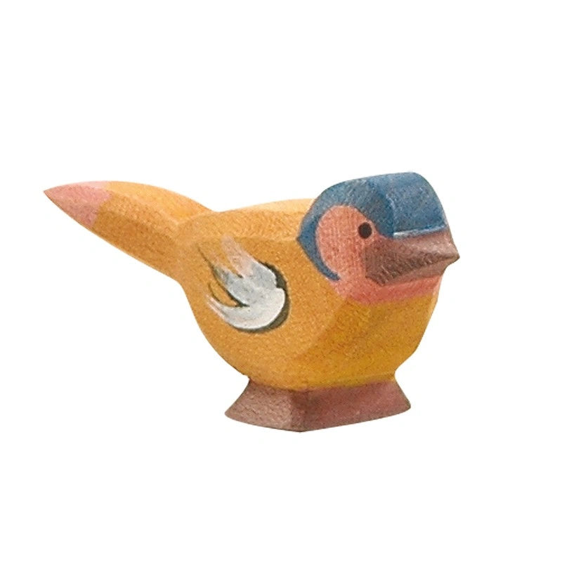 Ostheimer Buchfink, Holzfigur mit blauem Kopf