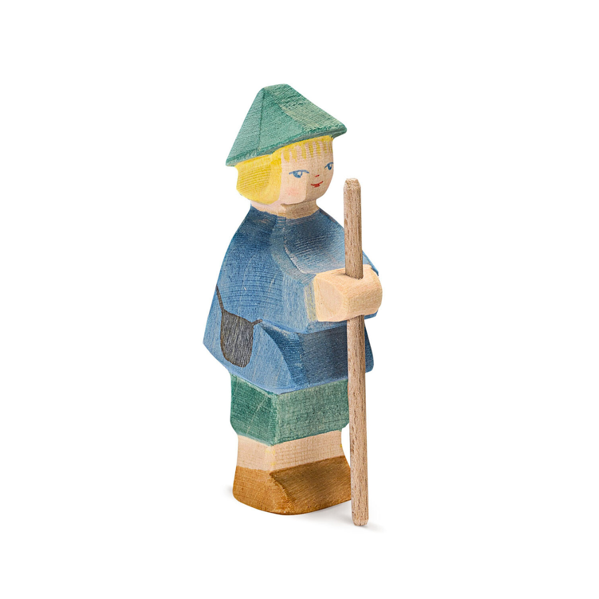Ostheimer Hirtenbüblein, Holzfigur mit grünem Hut und Hirtenstab