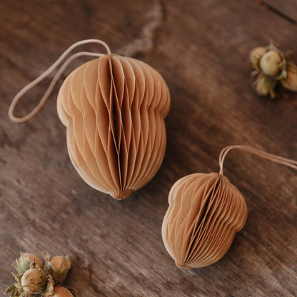 Papieranhänger Eichel - hellbraun - klein