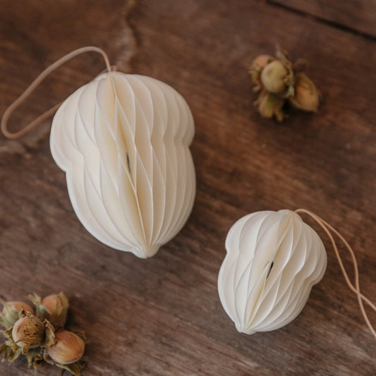 Papieranhänger Eichel - weiß - klein