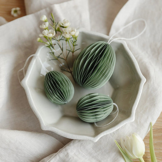 Osterdekoration Osterei aus Papier - grün - groß