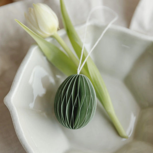 Osterdekoration Osterei aus Papier - grün - klein