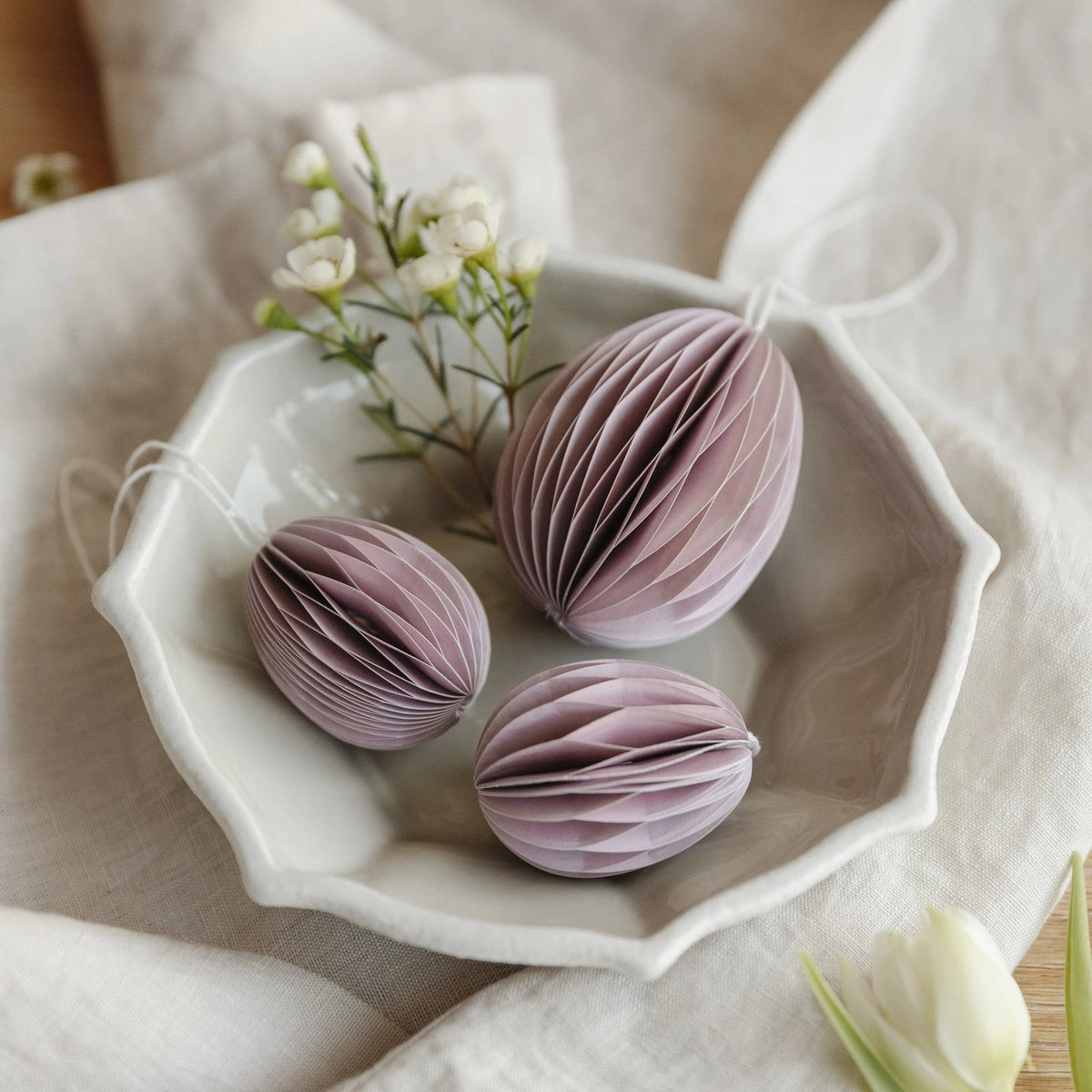 Osterdekoration Osterei aus Papier - rosé