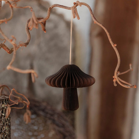Papieranhänger Pilz - dunkelbraun