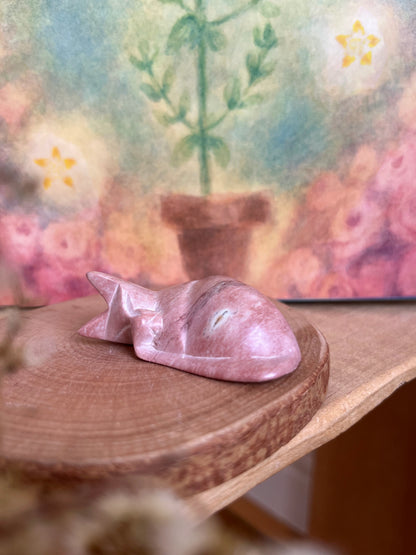 Mini-Katze liegend - Speckstein