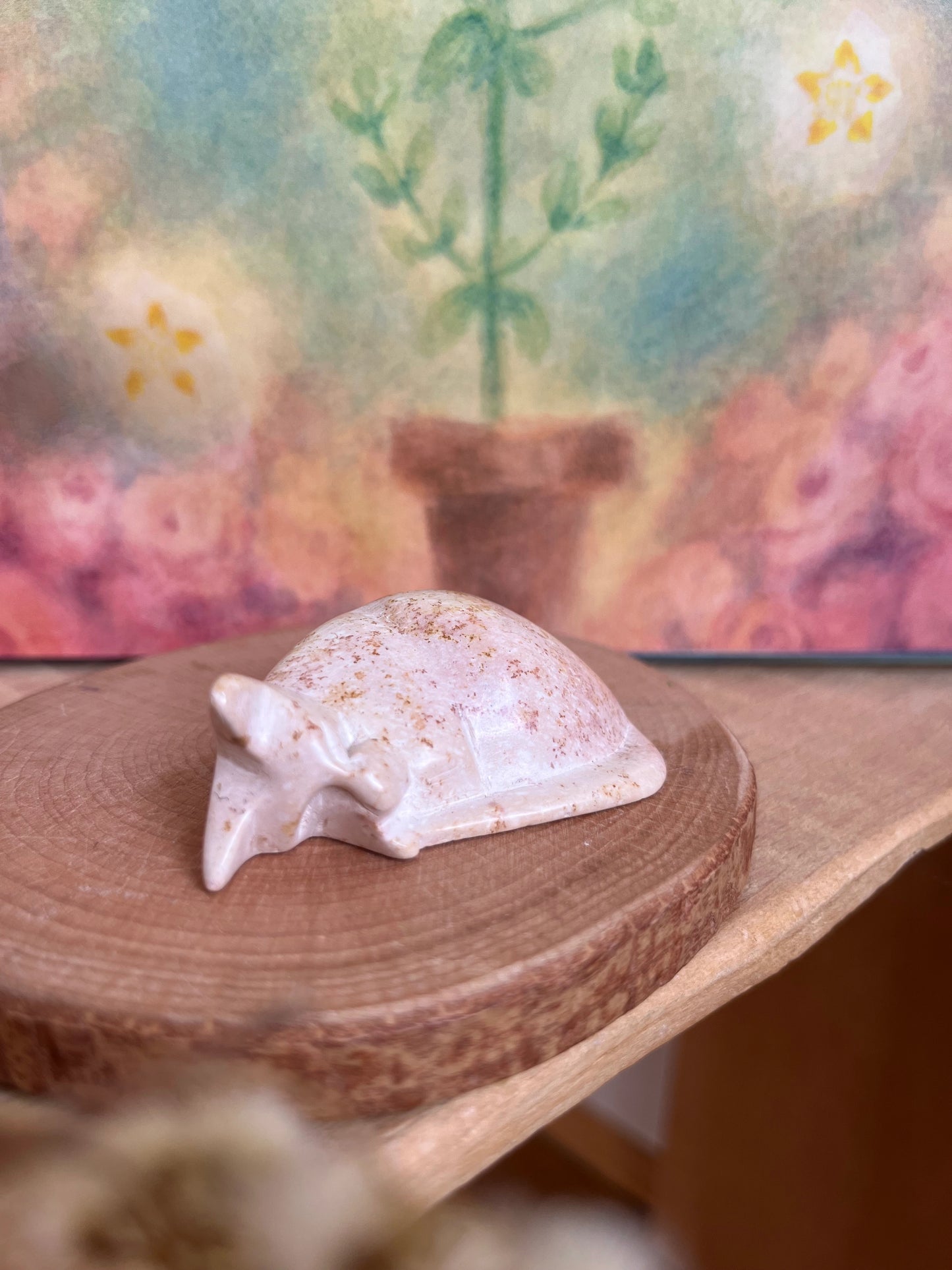 Mini-Katze liegend - Speckstein