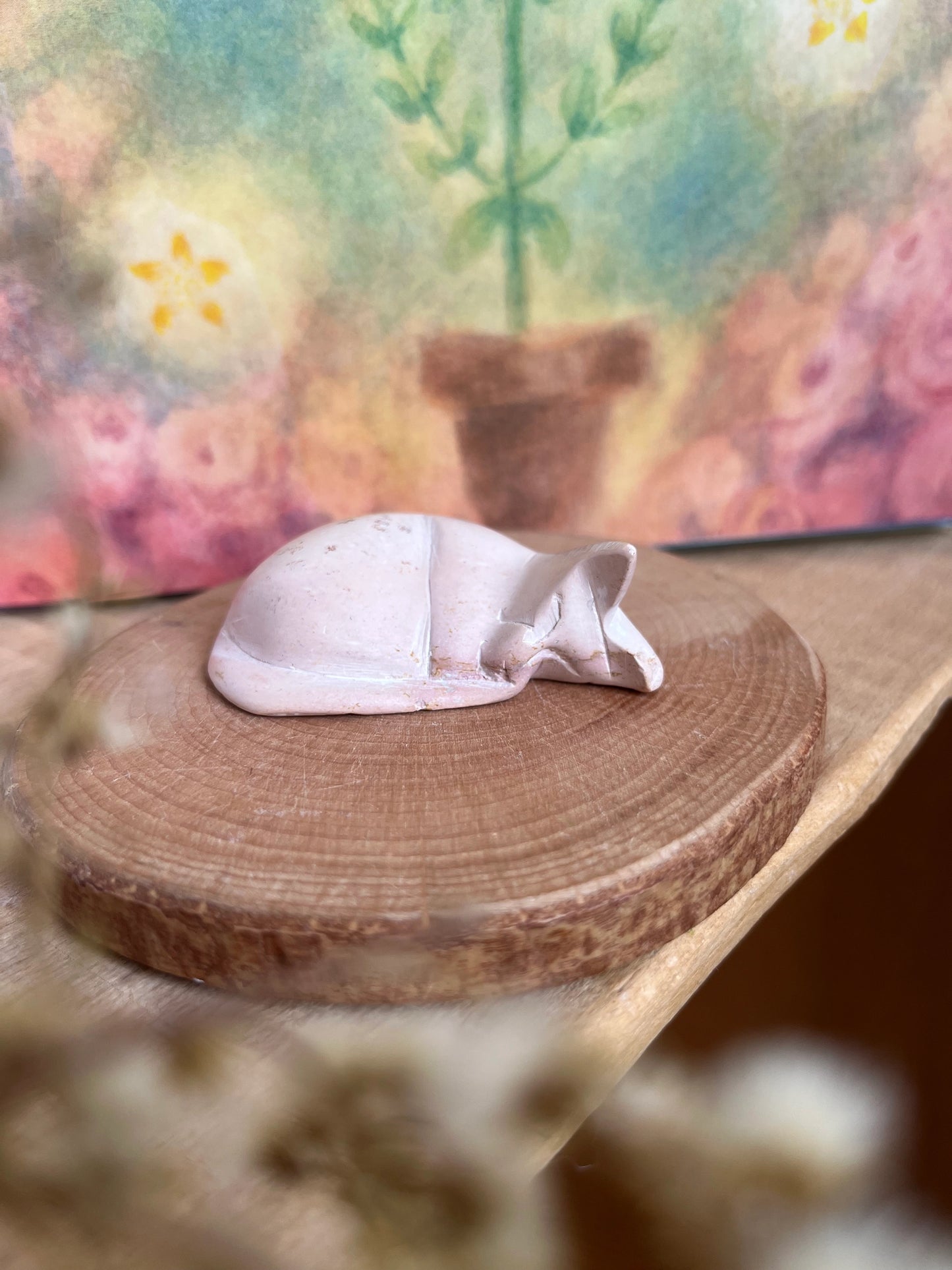 Mini-Katze liegend - Speckstein
