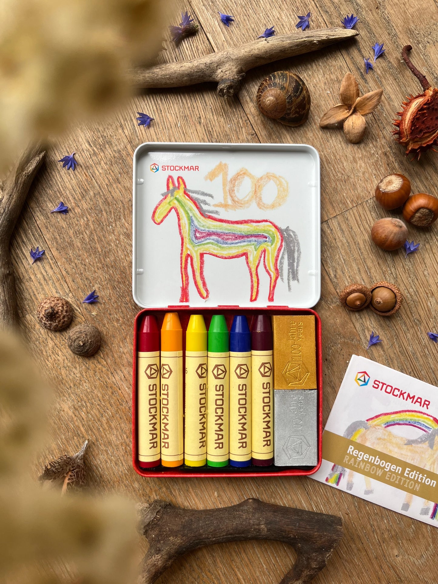 Stockmar Wachsmalstifte "Regenbogen" 6er Set +2 Blöcke