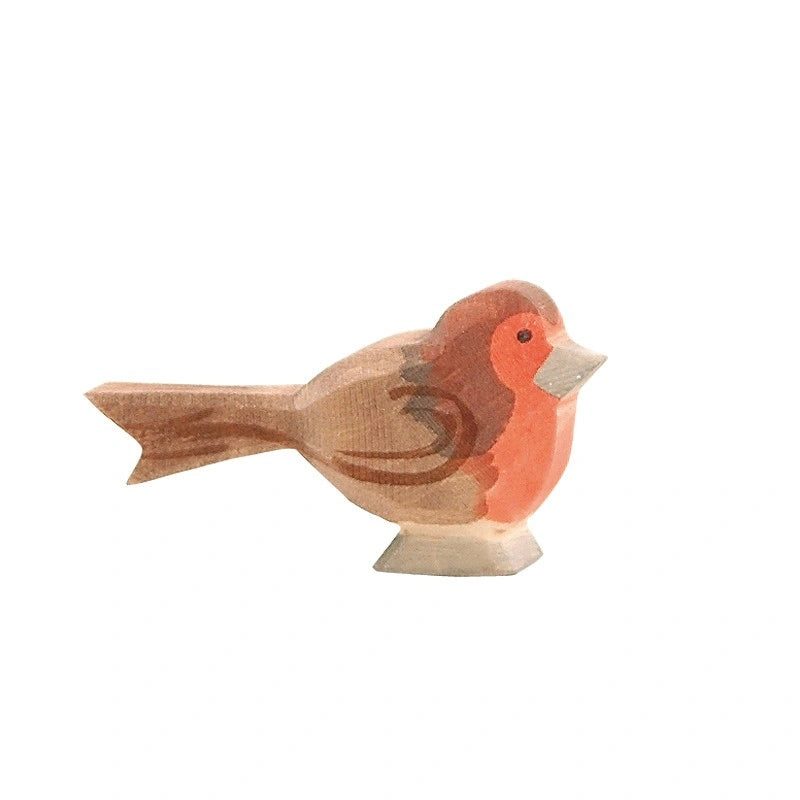 Ostheimer Rotkehlchen, Holzfigur mit roter Brust