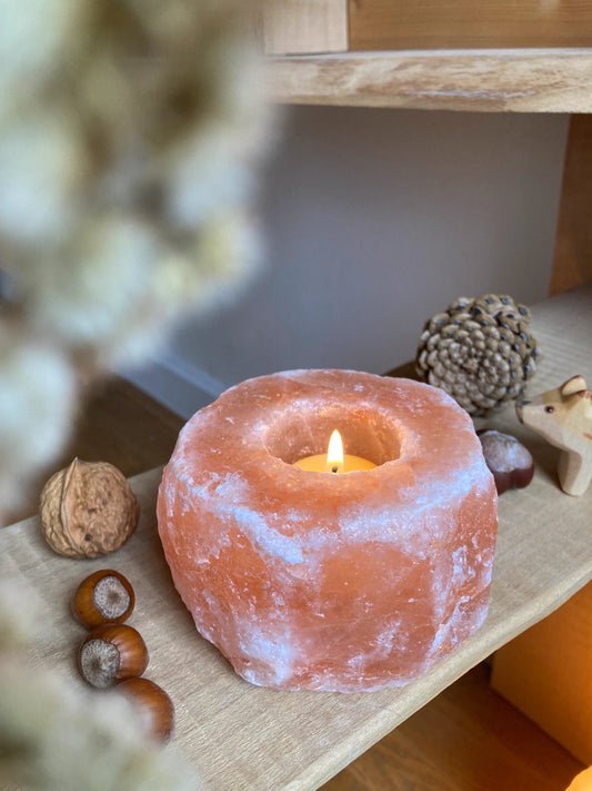 Kerzenhalter für Teelichte aus Salzstein