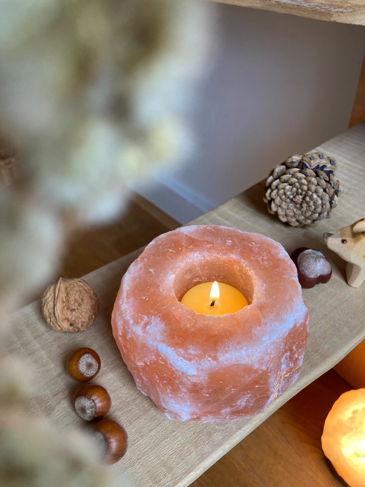 Kerzenhalter für Teelichte aus Salzstein