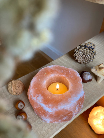 Kerzenhalter für Teelichte aus Salzstein