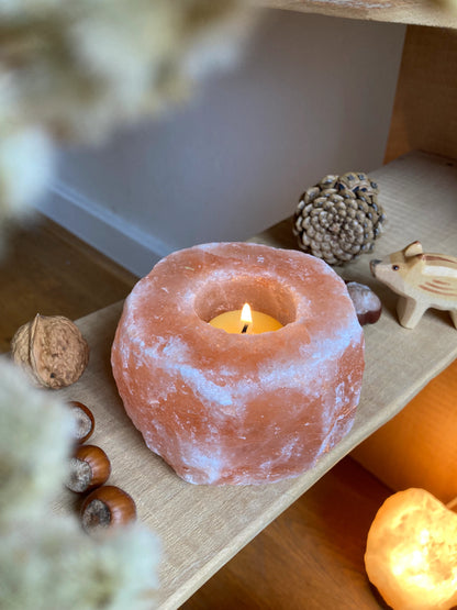 Kerzenhalter für Teelichte aus Salzstein