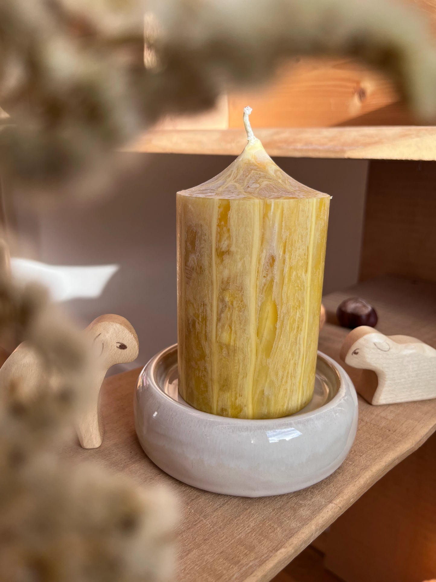 Kerzenteller groß, sand