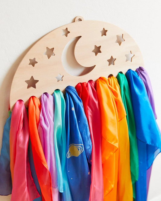 Große Halterung für Seidentücher - Mond & Sterne