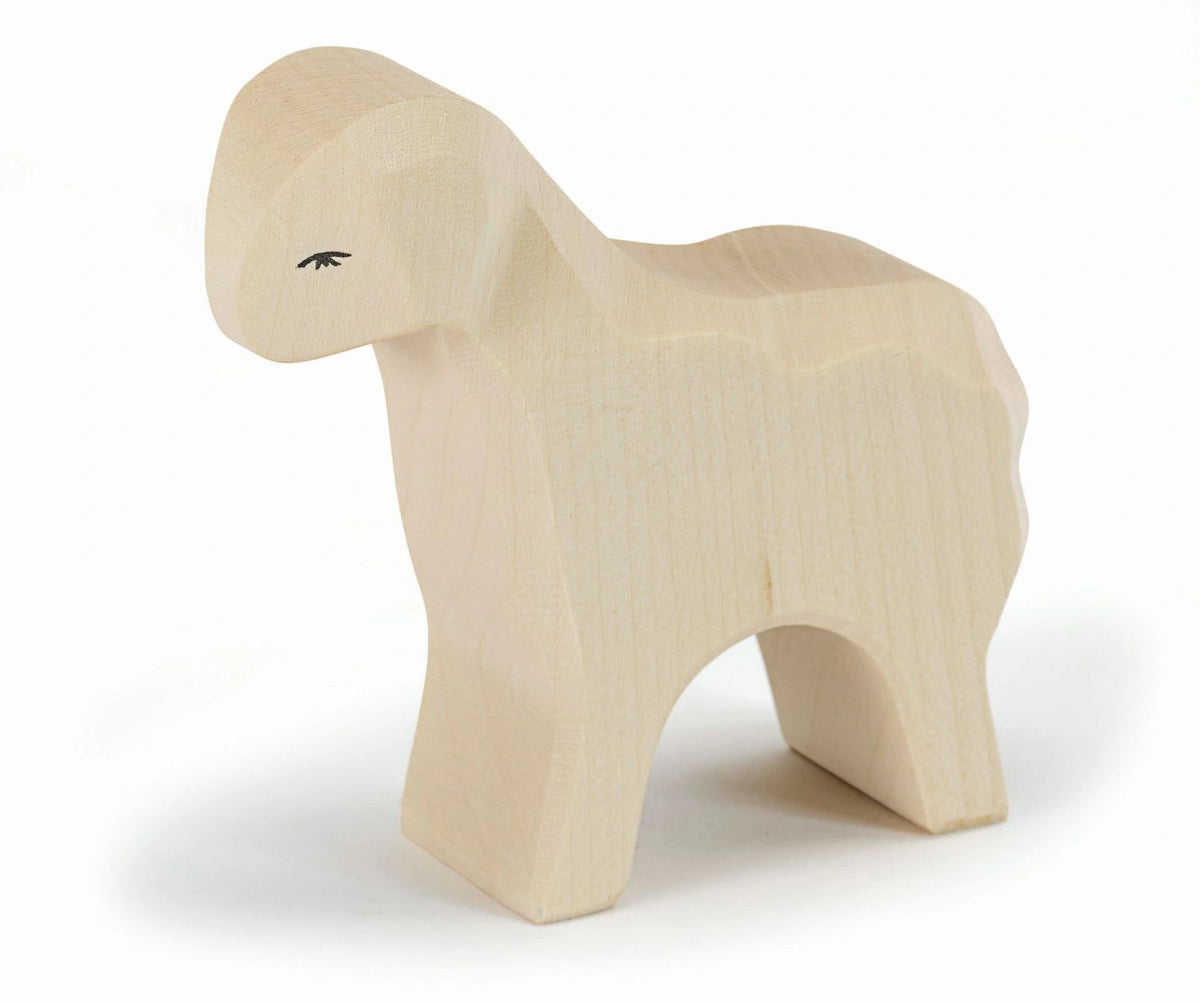 Ostheimer Schaf stehend, weiße Holzfigur
