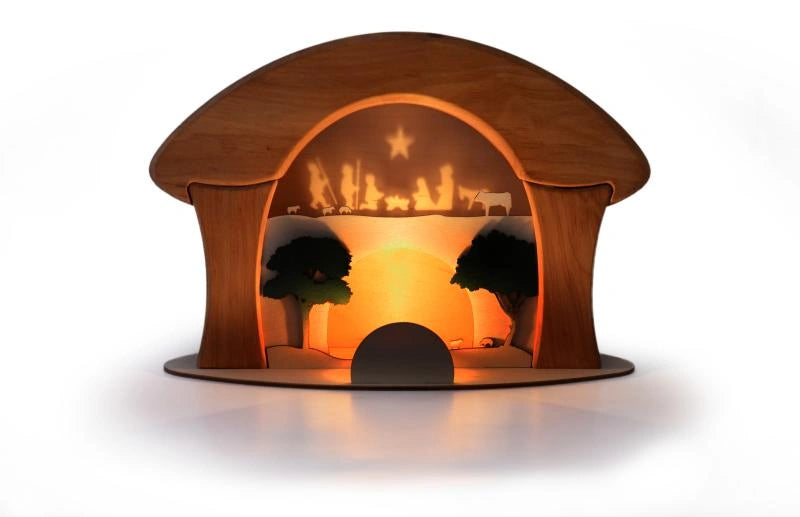 Schattenkrippe von Decor Spielzeug mit leuchtendem Teelicht und Schattenbild